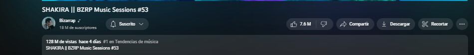 El éxito de Bizarrap y Shakira ya roza las 130 millones reproducciones en YouTube (Foto: YouTube)