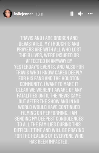 Kylie Jenner habla sobre la tragedia en el festival Astroworld. (Foto: @kyliejenner).