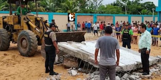 Escolar muere tras colapso de un tanque de concreto en colegio en Iquitos.
