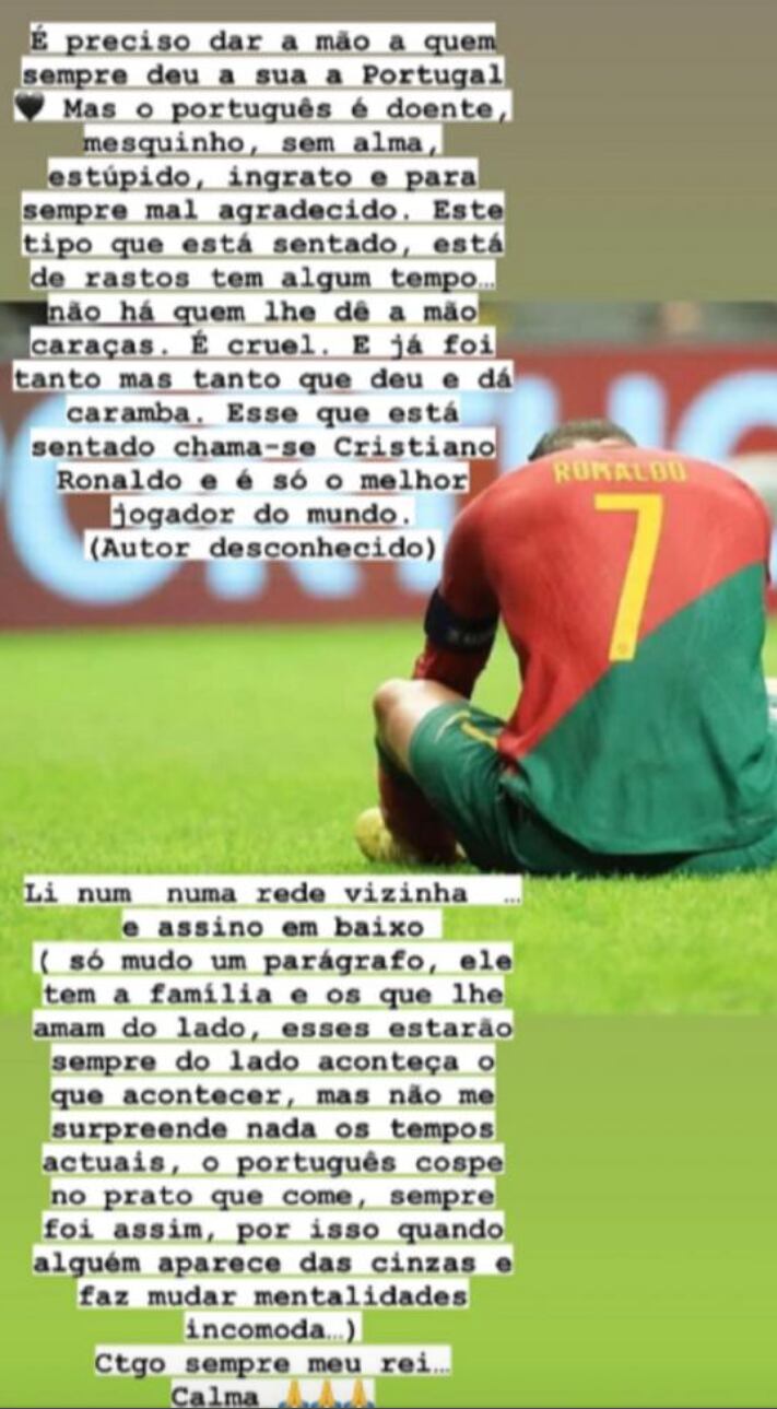 El reclamo de Katia Aveiro a los portugueses por Cristiano Ronaldo. (Foto: captura Instagram)