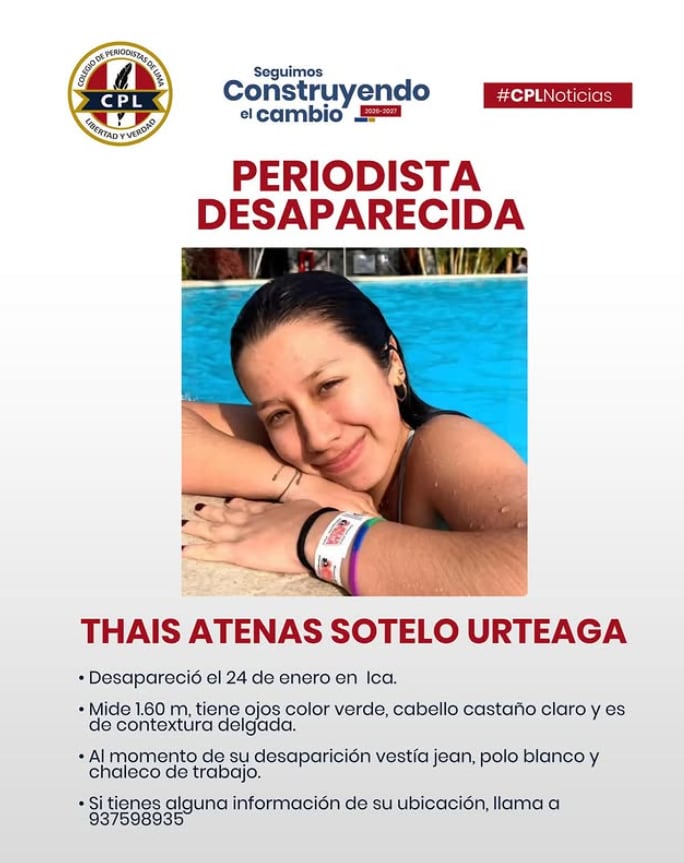 Productora y periodista Thais Sotelo es buscada tras desaparecer en Ica.