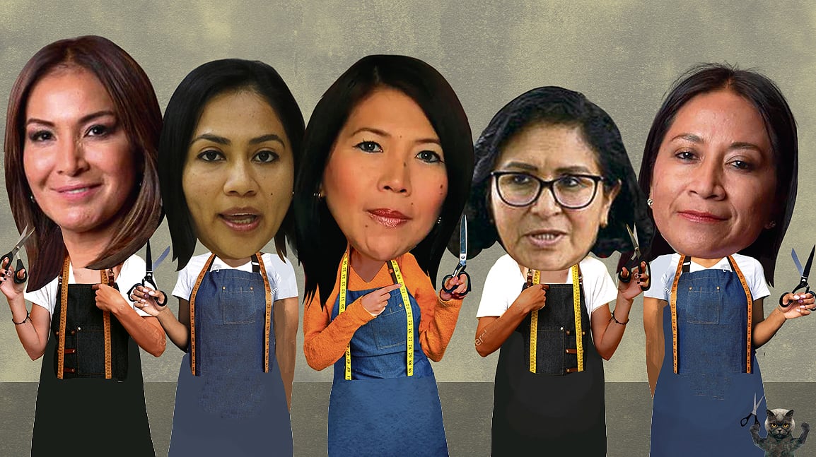Algunas de las congresistas 'mochasueldos'. Ilustración: Víctor Aguilar