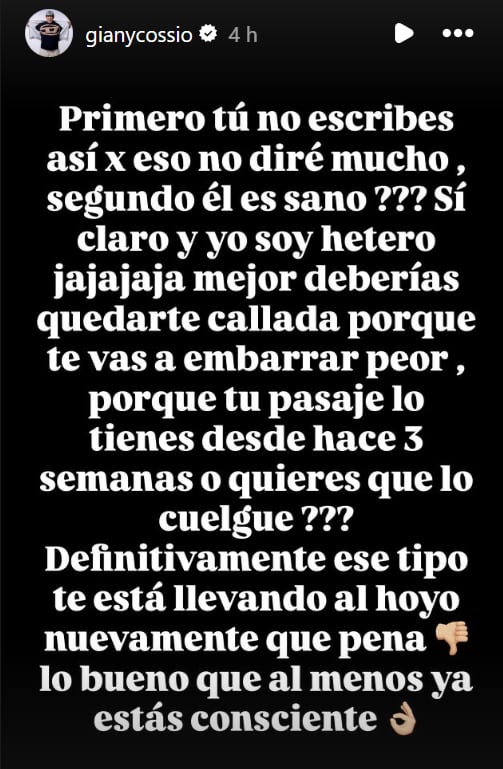 Giancarlo Cossío se defiende tras fuertes acusaciones lanzadas en su contra por Angie Jibaja.
