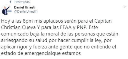Daniel Urresti defendió al militar que fue separado por golpear a joven que no respetó el toque de queda. (Twitter)
