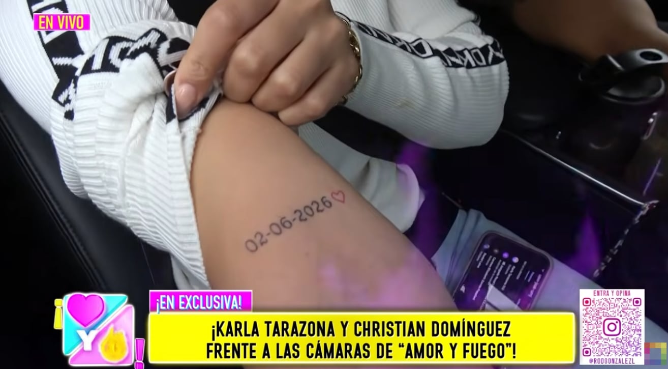 Karla Tarazona se tatúa la fecha de su boda con Christian Cueva.