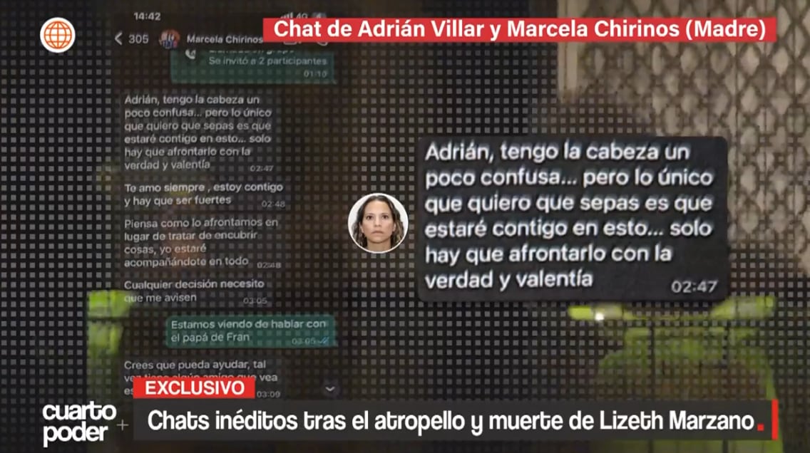 Revelan conversación entre Adrián Villar y su madre Marcela Chirinos tras atropello a Lizeth Marzano.