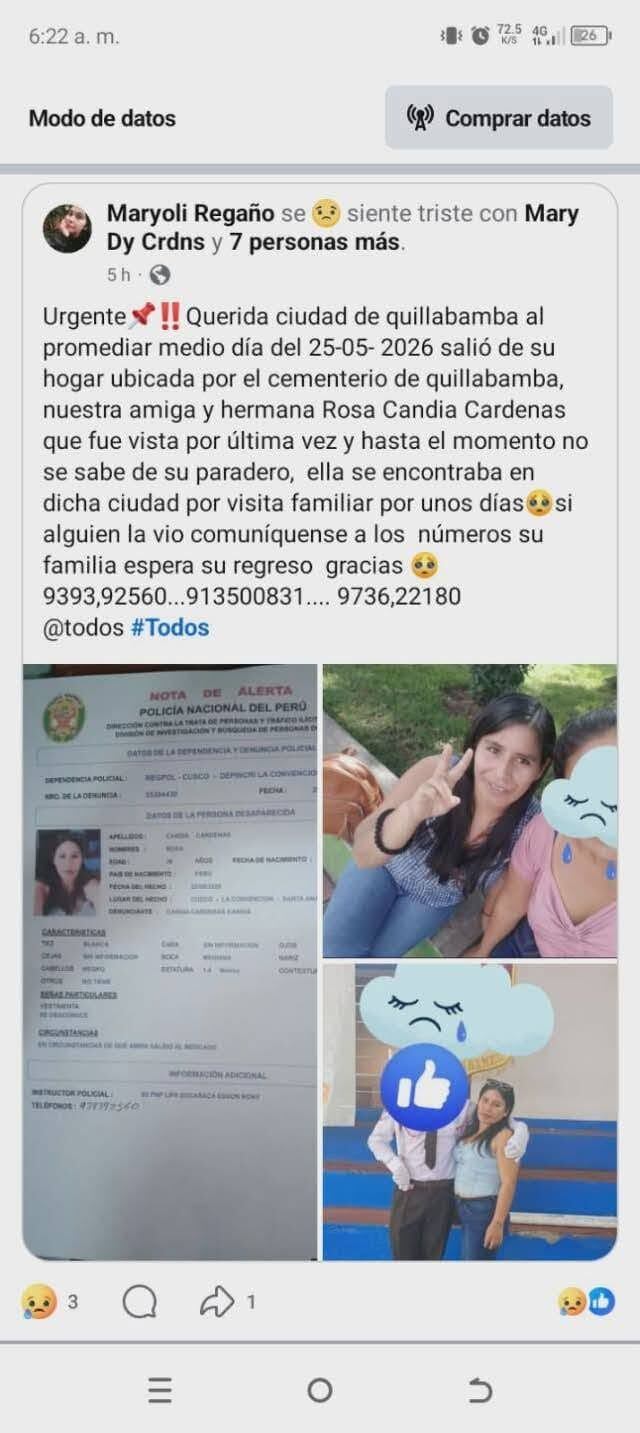 Rosa Candia viajó para visitar a su hijo y nunca más regresó. Foto: Facebook