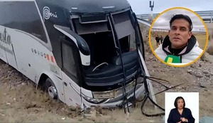 ¡Terrible susto! Bus de la orquesta de Christian Domínguez se despista en Pasco