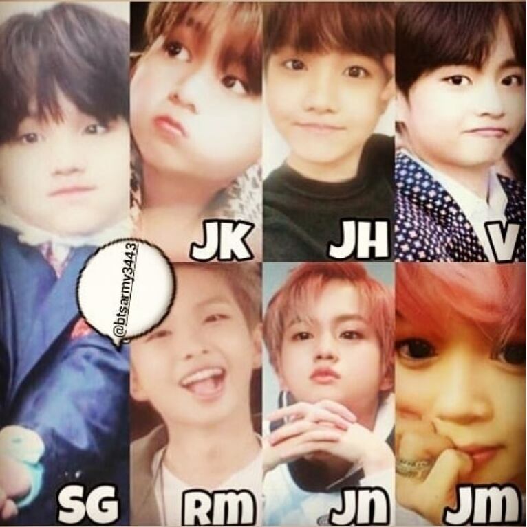 Los integrantes de BTS de niños, según la inteligencia artificial (Foto: BTS Army)