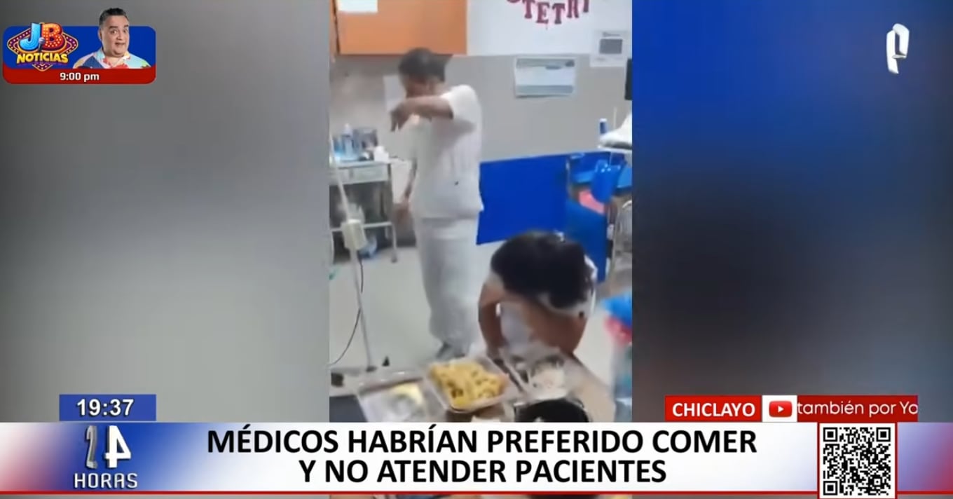 Personal de salud es grabado comiendo pollo a la brasa en aparente horario de trabajo en el Hospital Las Mercedes en Chiclayo.