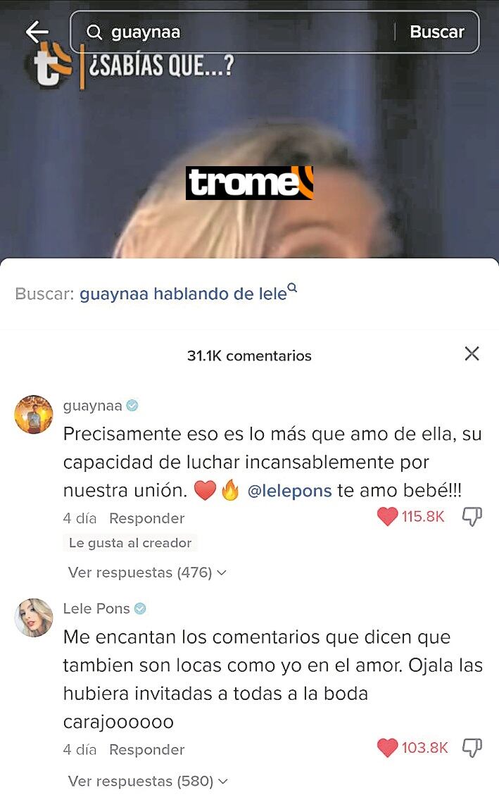 Lele Pons y Guaynna envían saludos a Trome TikTok.