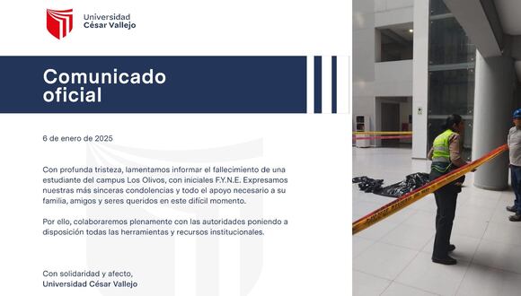 Estudiante de la Universidad César Vallejo fallece tras caer del piso 12