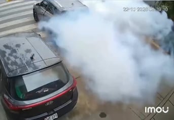 Detonación ocurrió a solo centímetros de una trabajadora de limpieza, quien resultó ilesa.