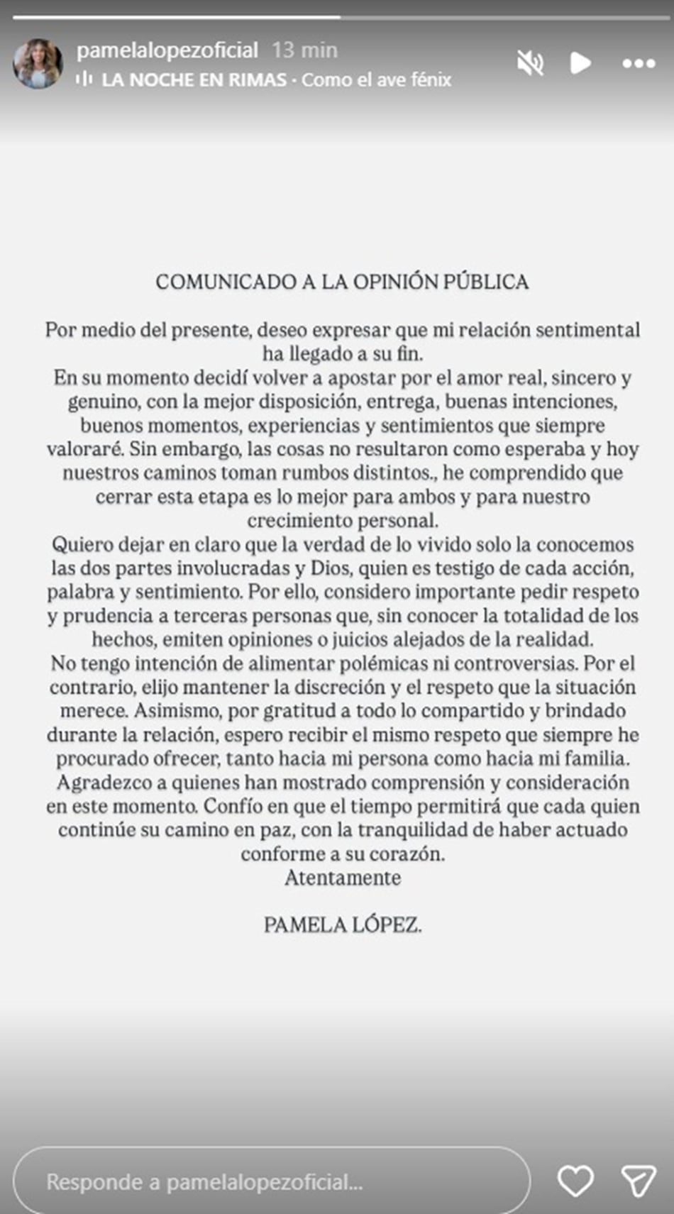 A través de un comunicado, la expareja de Christian Cueva pidió “respeto y prudencia” ante los comentarios que puedan surgir tras esta decisión. (Foto: Instagram / @pamelalopezoficial)