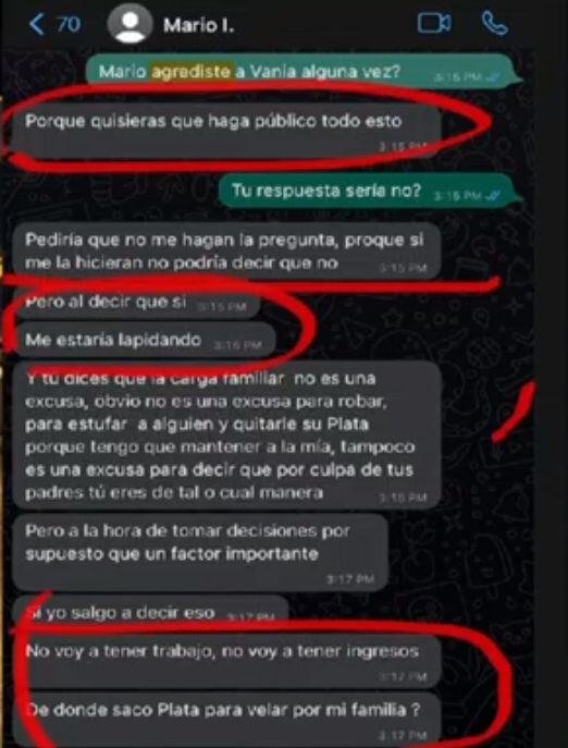 Mario Irivarren reconocería que agredió a Vania Bludau en nuevos chats de WhatsApp