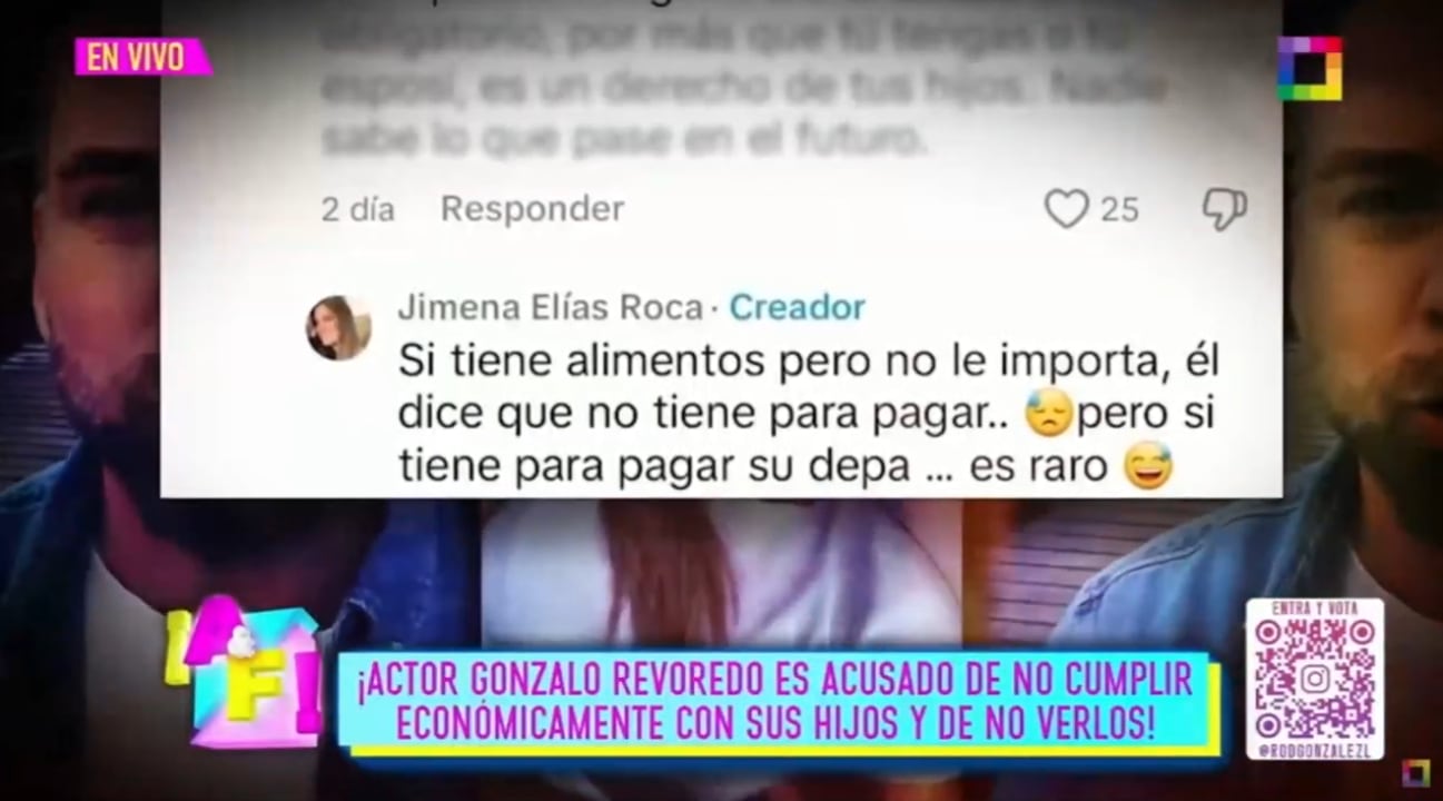 Ex de Gonzalo Revoredo lo cuestiona por no cumplir económicamente con sus hijos.