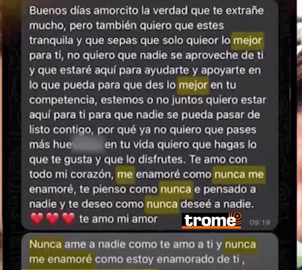 Los chats de Paolo Hurtado a Jossmery Toledo.