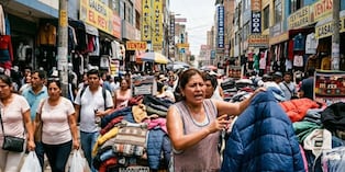 Mientras Lima soporta días de calor, en Gamarra las prendas de invierno esperan compradores. Foto: IA.