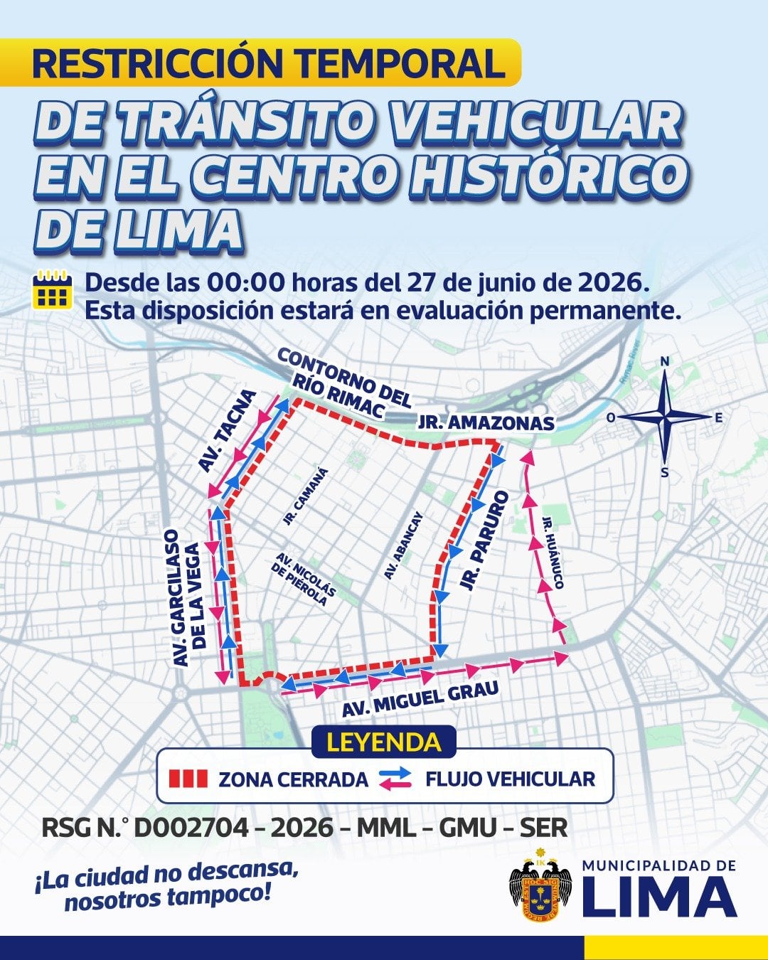 Municipalidad estableció el cierre de diversos ingresos al Centro de Lima. (Municipalidad de Lima)