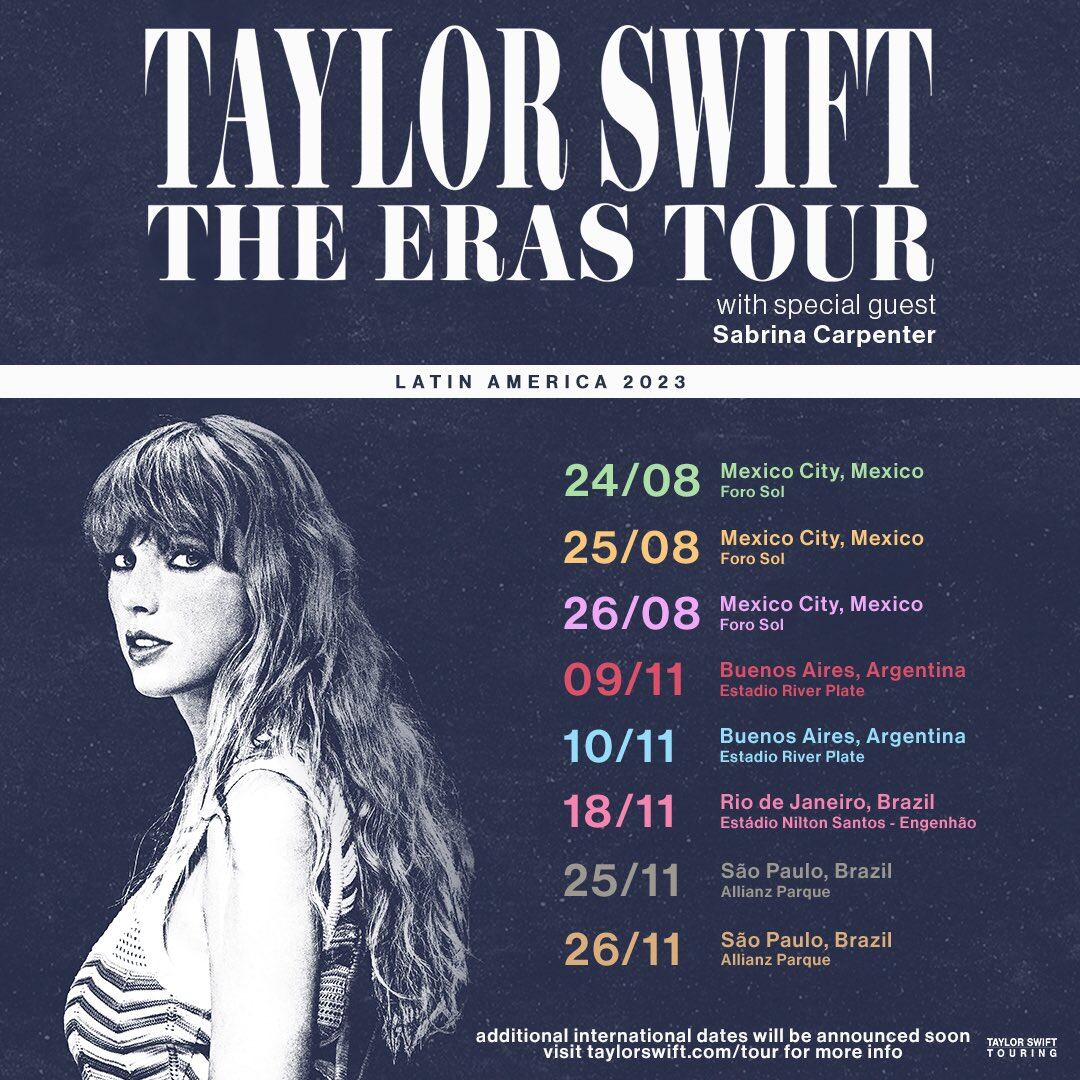 Las fechas de la gira latinoamericana de Taylor Swift por The Eras Tour.