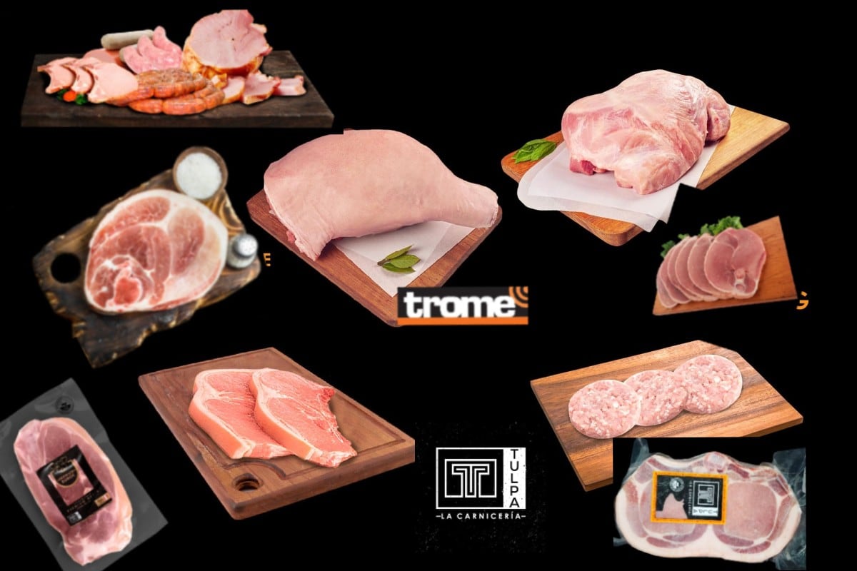 La carne de cerdo es nutritiva y práctica de preparar, en sus diversos cortes, como los de Tulpa La Carnicería. El sello de la campaña 'Come cerdo come sano' da respaldo de su calidad. (I. Medina/ Compos. Trome)