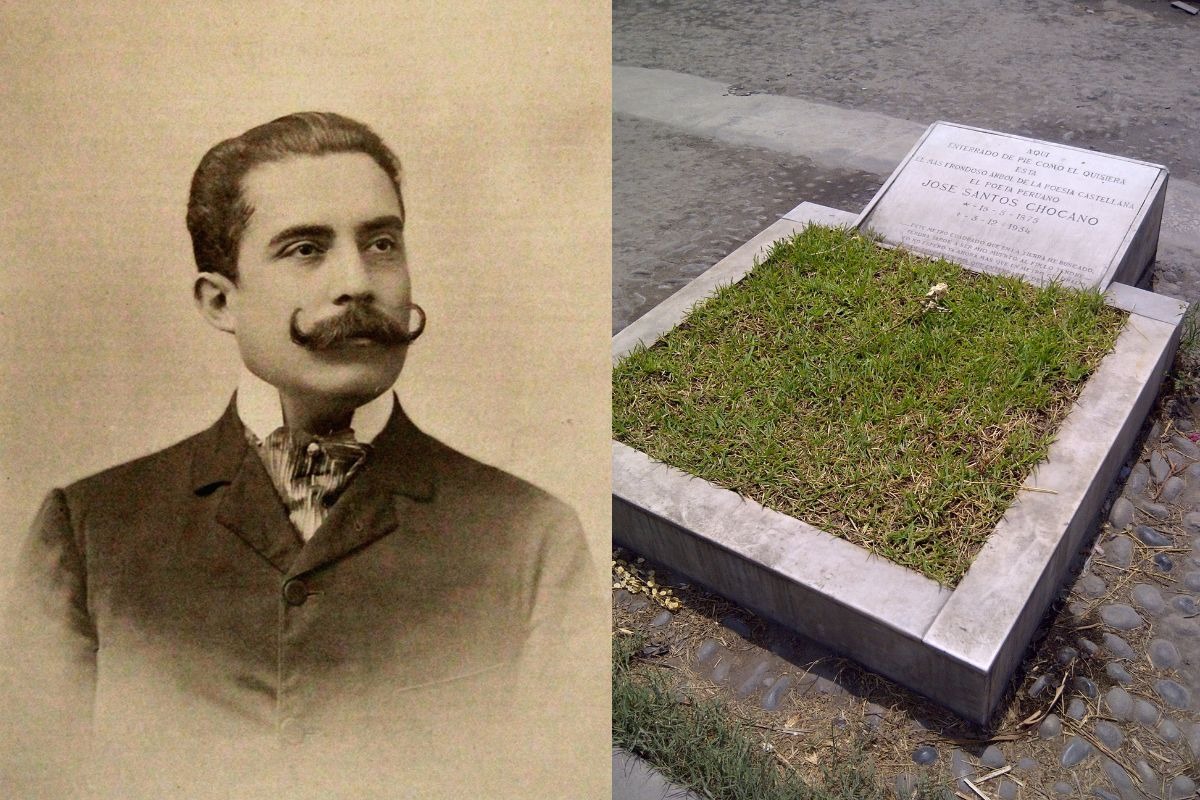 Está sepultado en posición vertical de acuerdo con las instrucciones que dio. Fotos: Composición / Internet.