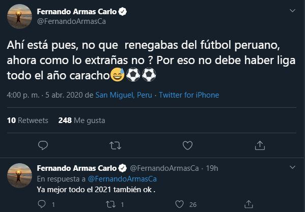Fernando Armas en Twitter