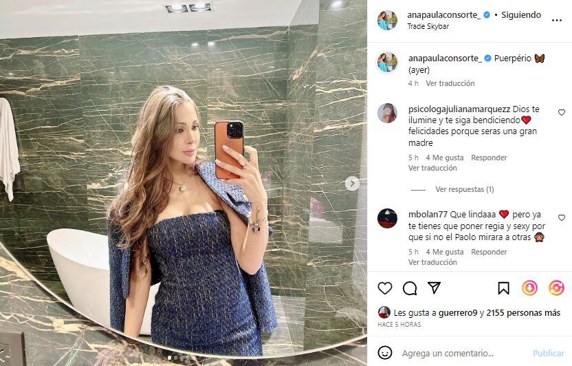 Ana Paula Consorte ya tuvo su primera ‘salidita’ tras dar a luz a su hijo con Paolo Guerrero. (Foto: Captura)