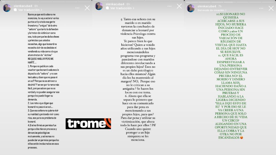 Olenka Cuba saca las garras, defiende a Leonard León y chanca a Karla Tarazona (Foto: Instagram)