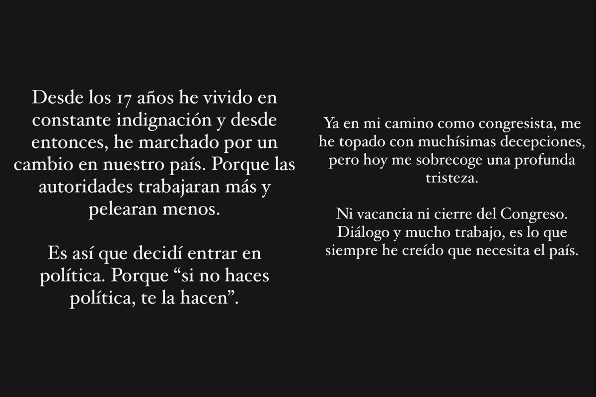 Tuit de Sigrid Bazán explica su sentir tras fallido golpe de estado de Pedro Castillo (@sigridbazan)