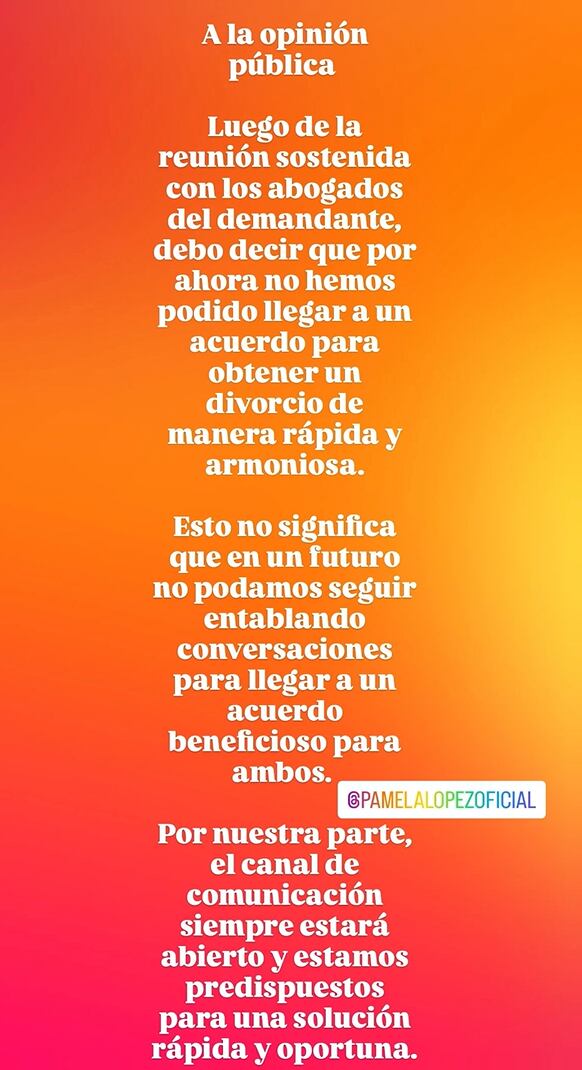 Abogado revela que Pamela y Cueva seguirán casados legalmente.