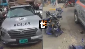 SJL: pareja de jóvenes en UCI tras impactar su moto contra patrullero