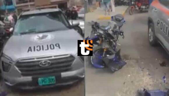 Pareja en UCI tras choque de moto y patrullero en SJL