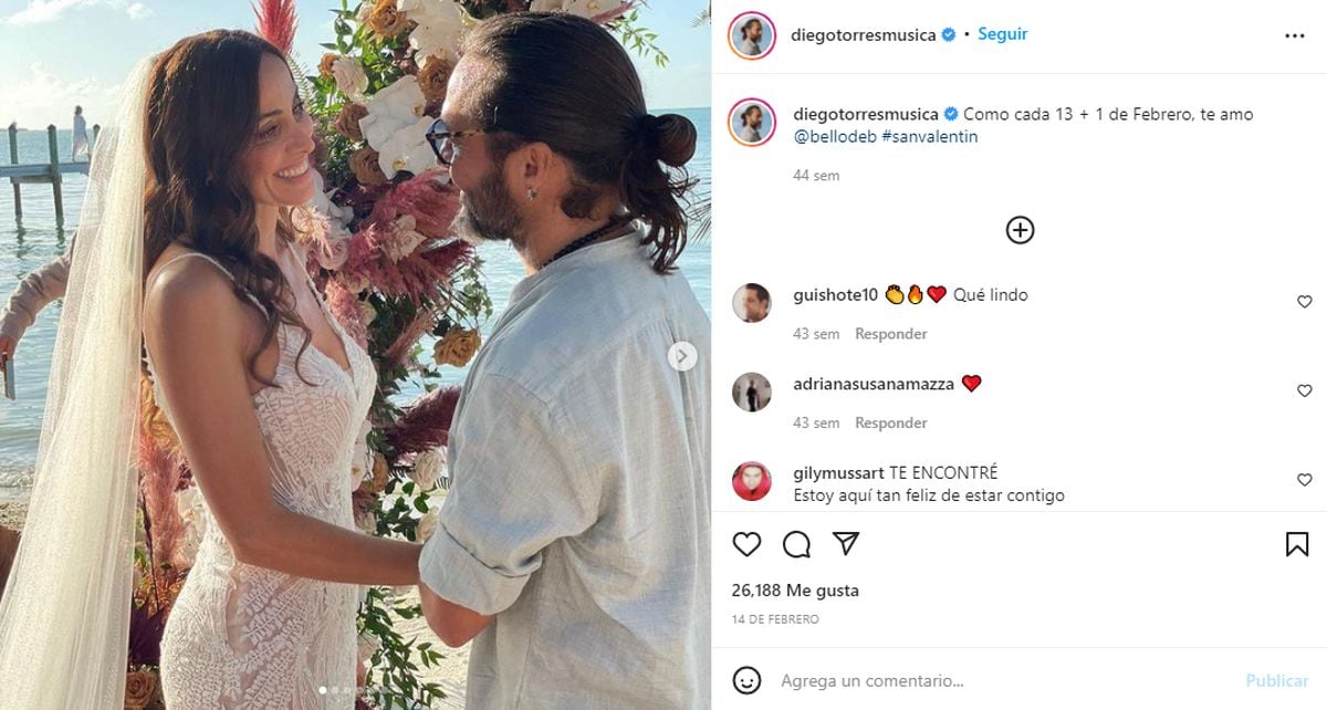 El día de la boda del cantante argentino con la modelo Débora Bello (Foto: Diego Torres / Instagram)