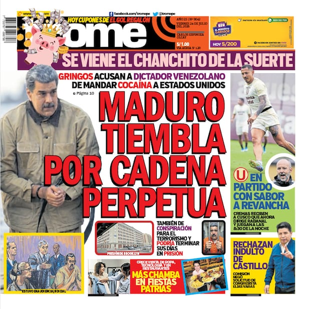 Portada Trome viernes 24 de julio de 2026