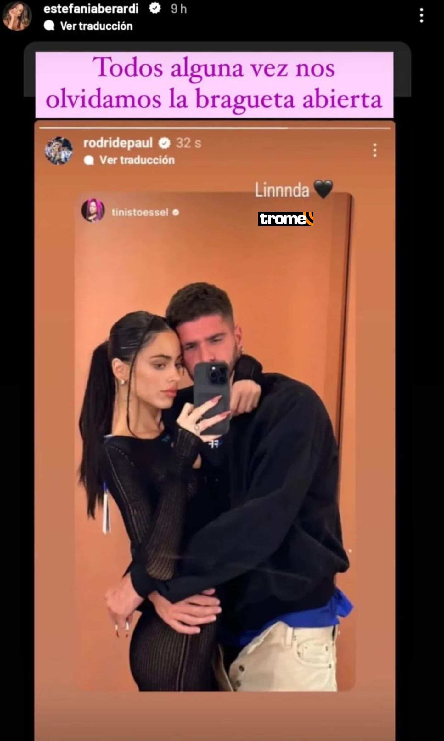 El descuido hot de Rodrigo de Paul en una foto con Tini Stoessel.