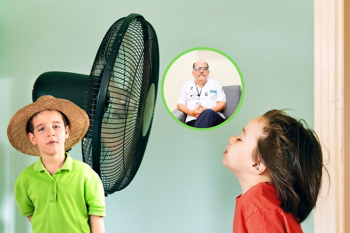 Busquemos lugares con aire acondicionado y/o ventilador, hay que beber mucho líquido con sales y no tomar bebidas azucaradas. Foto: Composición / iStock.