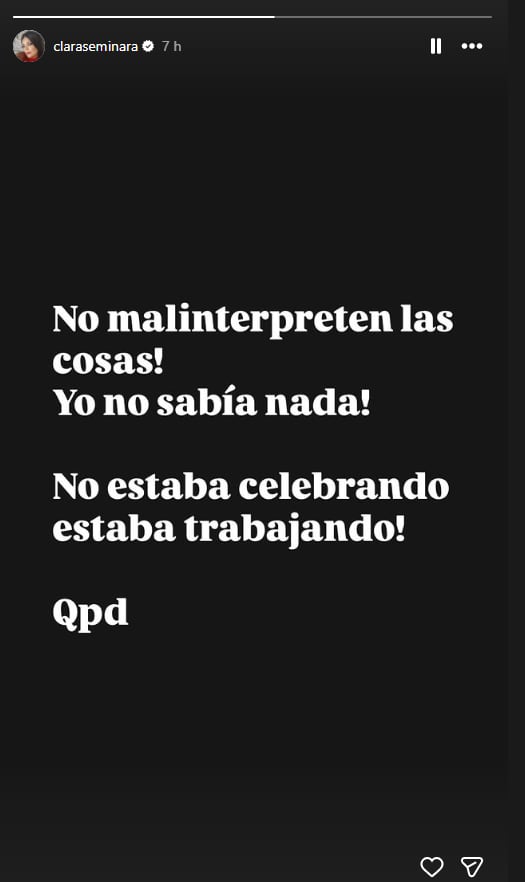 Clara Seminara posteó en su cuenta de Instagram.