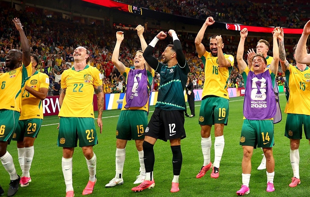 Australia celebra el triunfo ante Turquía en su estreno en el Mundial 2026. (@socceroos)