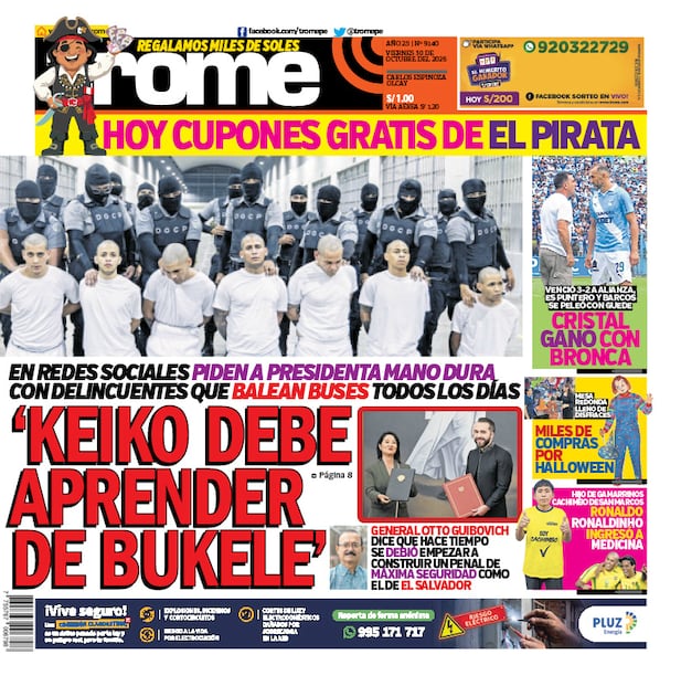Portada Trome del viernes 30 de octubre de 2026