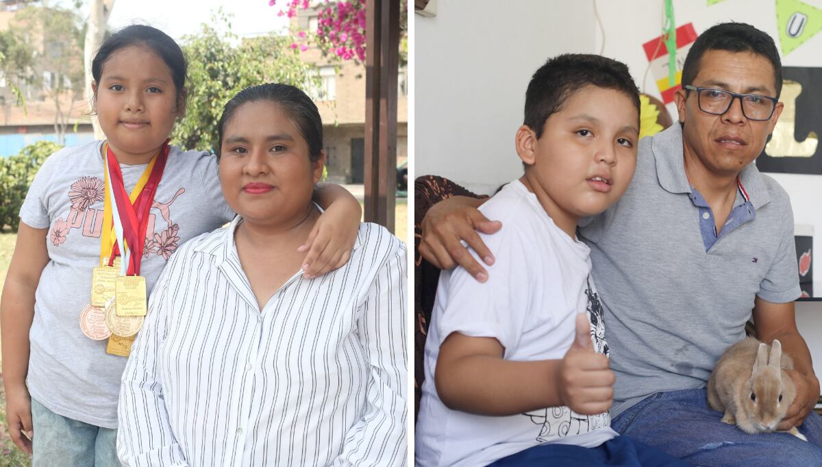 La señora Lisbeth, mamá de la niña Hillary, y el papá del pequeño Liam, señor Luis