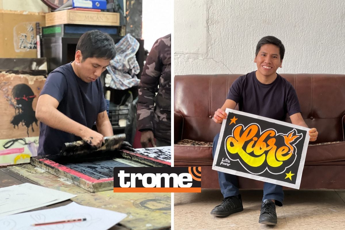 El joven artista está en España para seguir con su maestría. Muchos dueños de galerías quieren dar a conocer la historia de su familia que tiene una amplia trayectoria en carteles chicha.