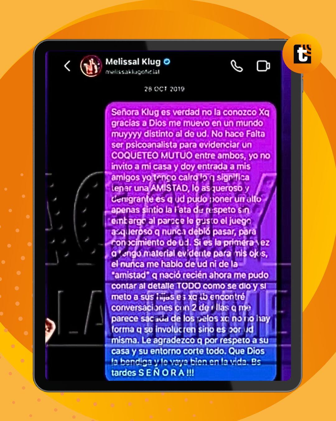 Los chats de Pamela López con Melissa Klug