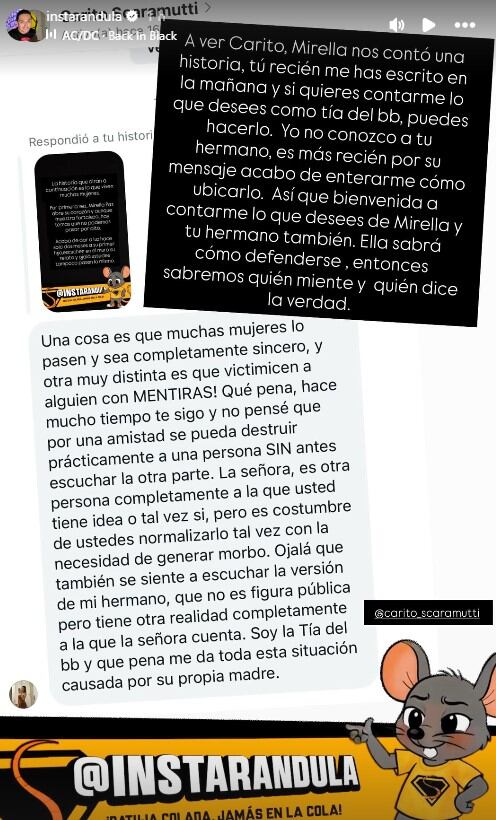Hermana del ex salió a defenderlo tras la polémica entrevista. (Instagram: @instarándula)