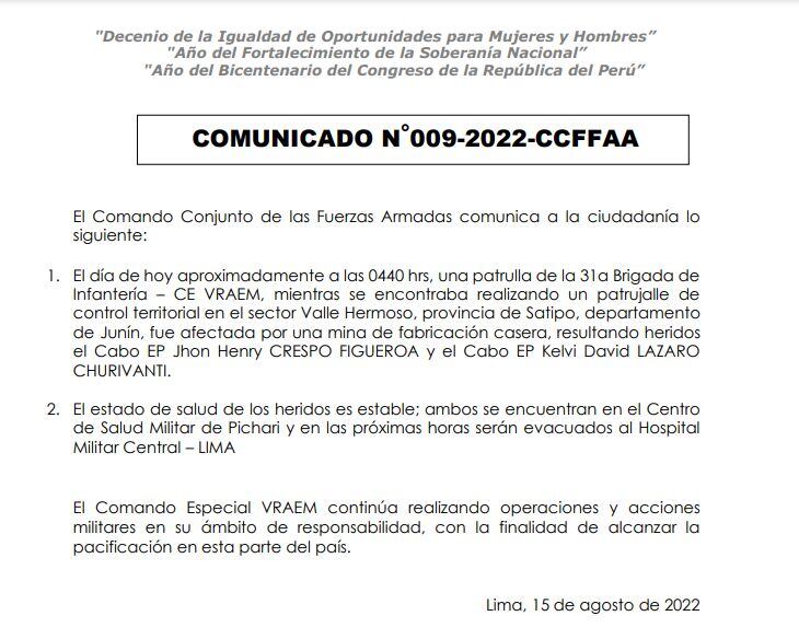 Comando Conjunto de las Fuerzas Armadas.