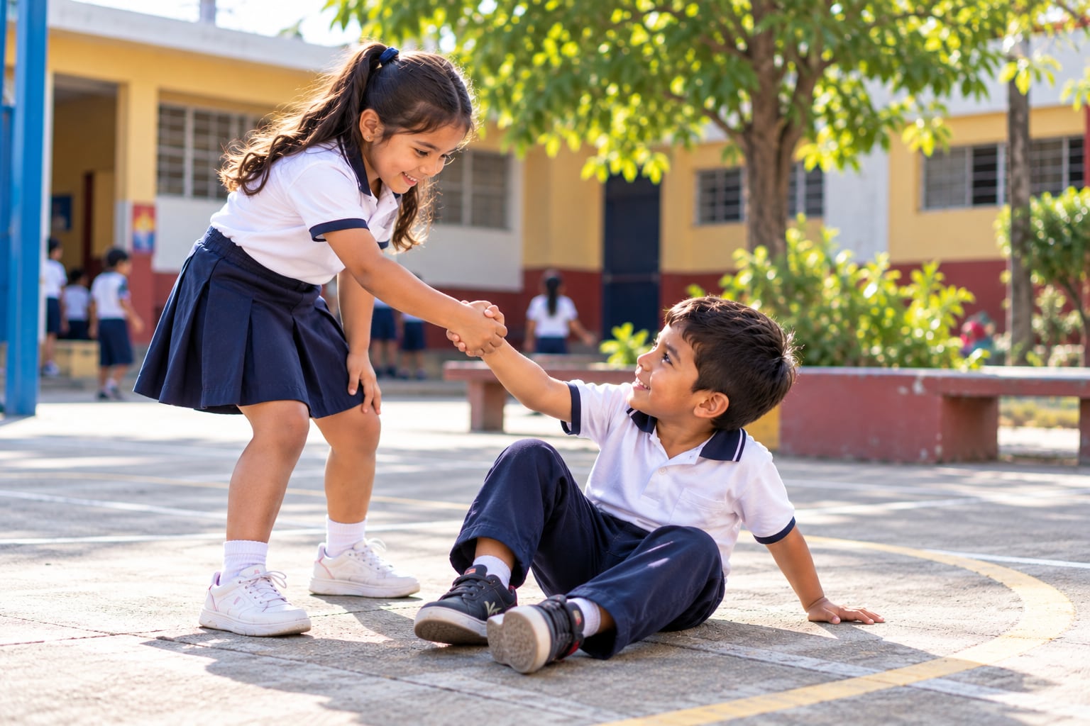 La solidaridad se enseña con pequeños gestos de ayuda hacia los demás. Foto generada con IA.