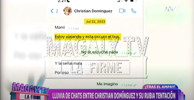 TROME | Los Chats de Christian Domínguez y Mary Moncada (Fotos: Captura Magaly TV: La firme)