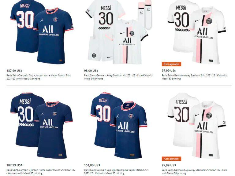 Los precios de la camiseta de Lionel Messi. (Foto: PSG)