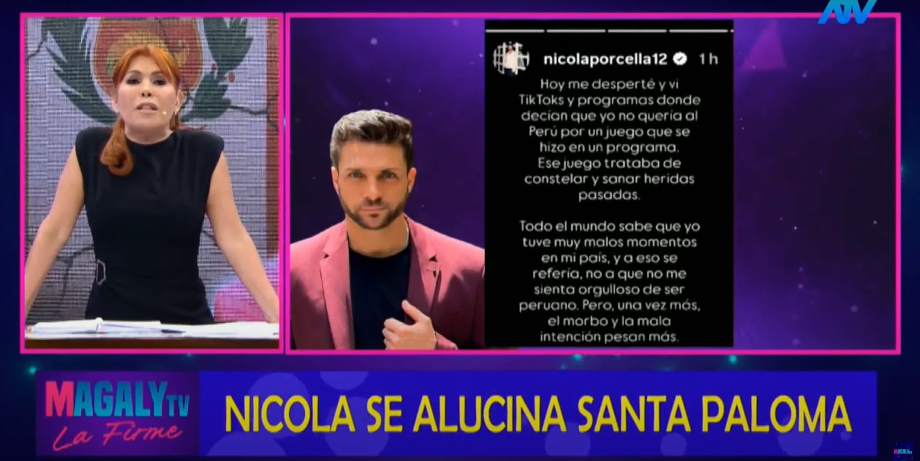 'Urraca' critica a Nicola Porcella por 'negar' sus raíces peruanas. (Foto: ATV)