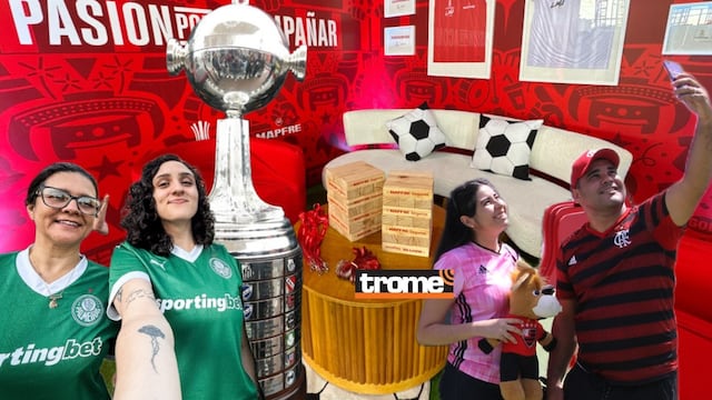 Hinchas brasileños (Flamengo-Palmeiras), peruanos y de toda nacionalidad acceden a fotos con trofeo Conmebol, juegos y más en la fan zone por la final Copa Libertadores. (Foto composición: Isabel Medina / Trome)
